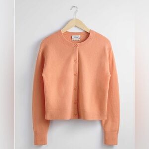 & Other Stories Orange Merino Boxy Wool Cardigan M